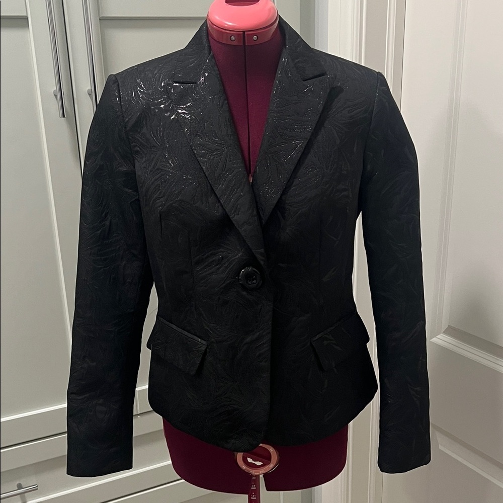 SCAPA LAUREN PERRE Metallic Black Textured Dress Blazer | Single Button | Size 8